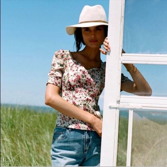 Anthropologie Maeve Floral Tapestry Sweetheart Cut Blouse - Picture 13 of 13